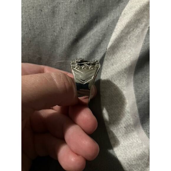 American Pride Flag Eagle Sterling Silver God Bless America Ring size 13 - Picture 6 of 9